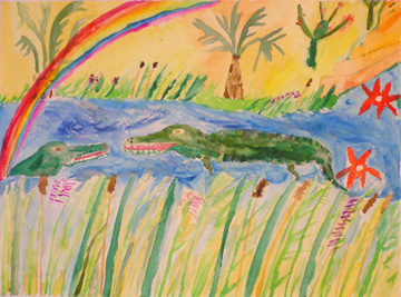 Krokodile mit Regenbogen